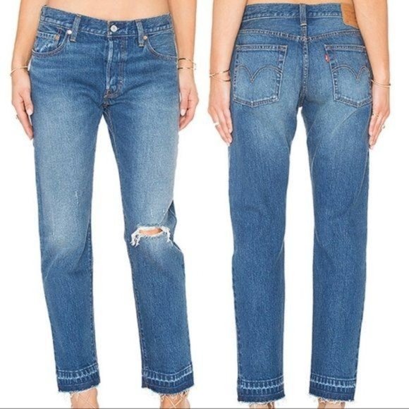 Levi's 501 Skinny Jeans Wear & Tear Wash Distressed Size 24 x 32 - Picture 2 of 15